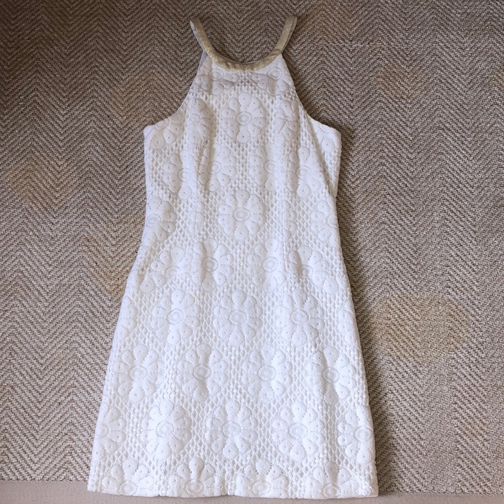 Lilly Pulitzer Size 2 White Dress w/ Gold Accent